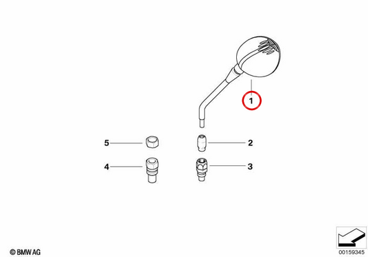 Rétroviseur droit OEM 51167705368 pour motos BMW R1200R (K27). BMW Motorrad d'origine.