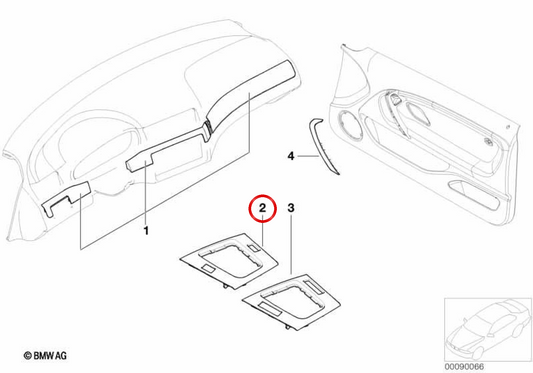 Bandeja de almacenamiento de aluminio OEM 51167896086 para BMW E46. Original BMW.