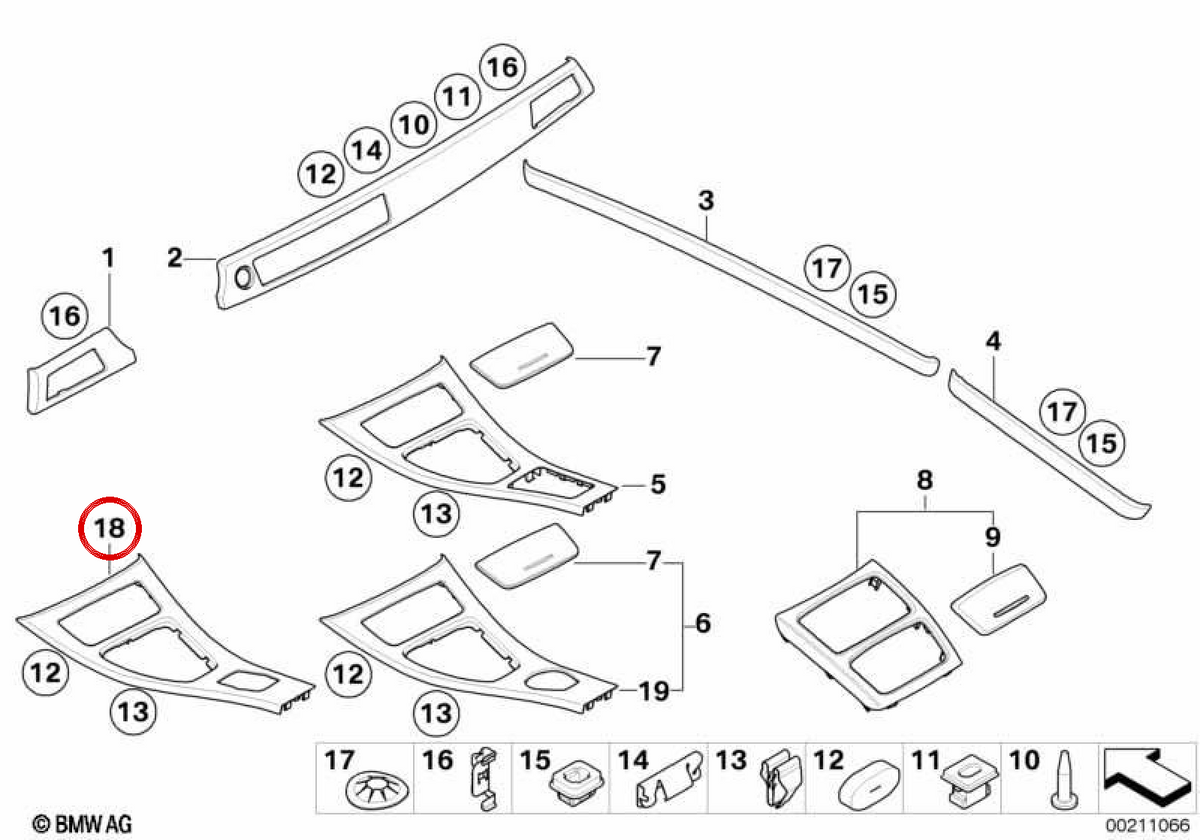 OM 51167899059 Central Central Console Central Console pour BMW E93. BMW d'origine.