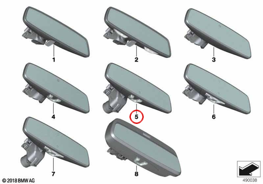 Espejo interior para BMW Serie 2 G42, G87, Serie 3 G20, G21, G28, G80, G81, Serie 4 G22, G23, G26, G82, G83, X3 F97, G01, G08, X4 F98, G02, X5 F95, G05, Z4 G29 (OEM 51167951565). Original BMW