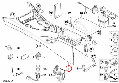 Central Console OEM 51167963303 für BMW E90, E91, E92, E93. Original BMW.