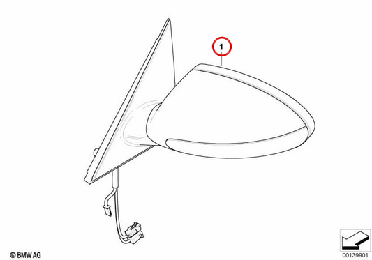 Carcaça do espelho retrovisor direito (preparado, sem vidro) OEM 51168046386 para BMW E63, E64. BMW genuíno.