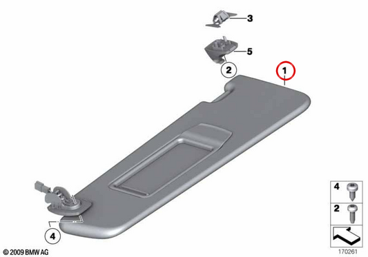 Parasol avec maquillage gauche OEM 51168047057 pour BMW F01, F02, F04. BMW d'origine.
