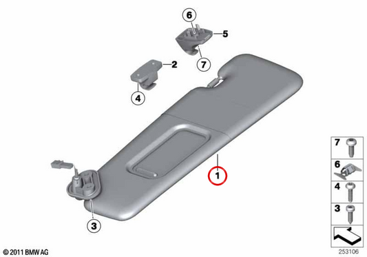 ** Left parasol in Alcantara OEM 51168051637 for BMW F06, F12, F13. Original BMW. **