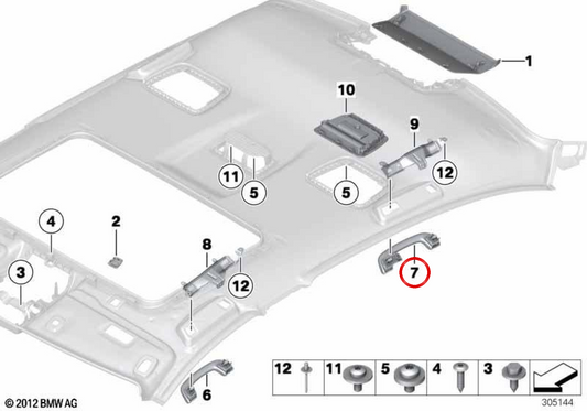 Asa de techo trasera derecha OEM 51168052690 para BMW F10, F11, F15, F85. Original BMW.