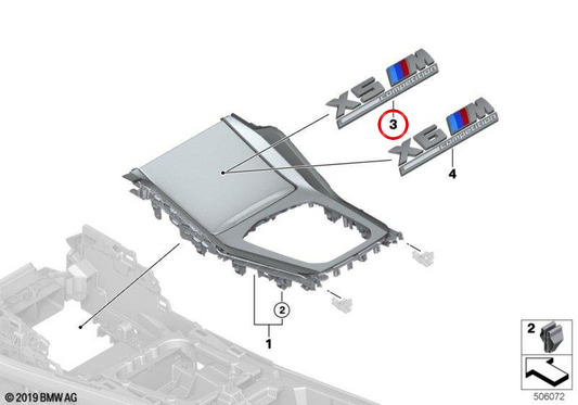 Emblème "Competition" OEM 51168098961 pour BMW F95. BMW d'origine.