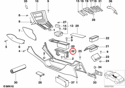 Console centrale MARCO 51168128234 per BMW E31. BMW originale.
