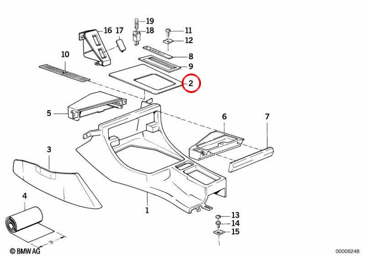 Lower storage tray OEM 51168138070 for BMW E34, E32. Original BMW.