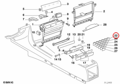 Interruptor de acabamento OEM 51168161563 para BMW E39 e E38. BMW genuíno.