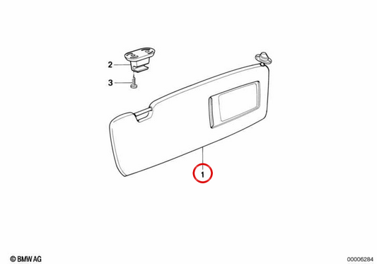 Parasoli con specchio destro OEM 51168169008 per BMW E34. BMW originale.