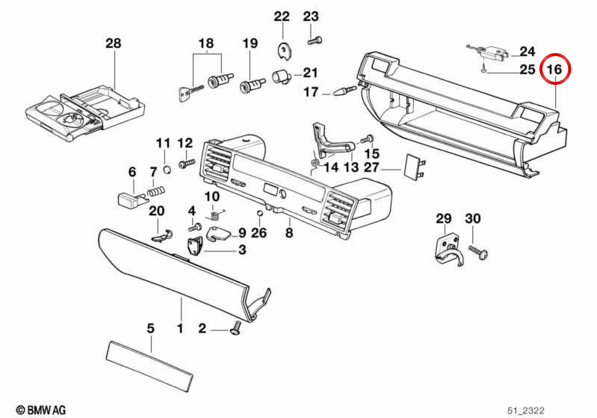 OEM 51168171271 Handschuhfach für BMW E36. Original BMW.