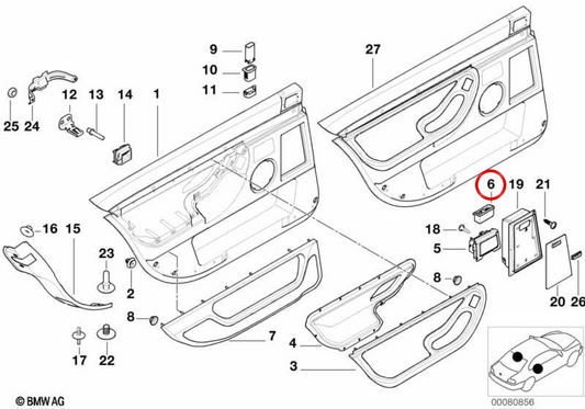 Inserto cenicero derecho OEM 51168175112 para BMW E38. Original BMW.