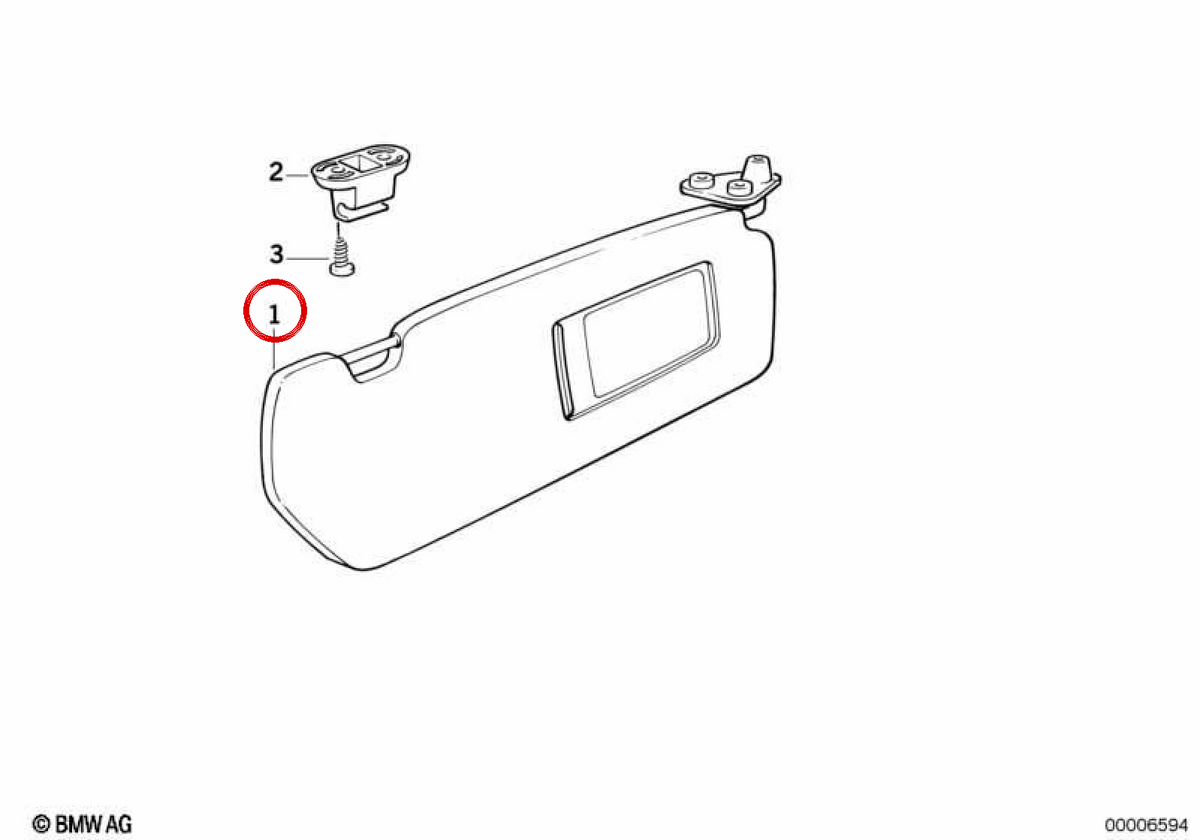 Left parasol with Luz OEM 51168190831 for BMW E36. Original BMW.