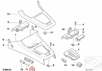 OEM 51168193879 Switch Frame per BMW 3 E36 (316i, 318TDS, 320i, 323i, 325i, 328i ... e altro). BMW originale.