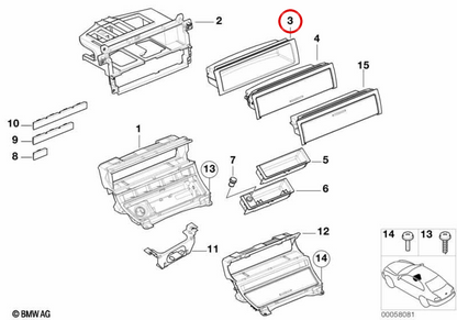 Supplemento anteriore con OEM LID 51168202188 per BMW 3 E46 Berlina Series, Coupé, Touring, Cabrio. BMW originale.