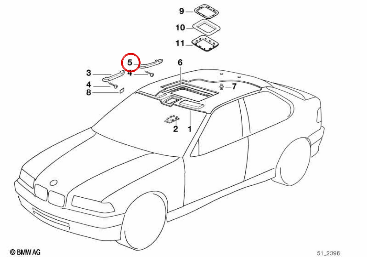 RIGHT ASSIDERO OEM 51168203988 for BMW E36. Original BMW.