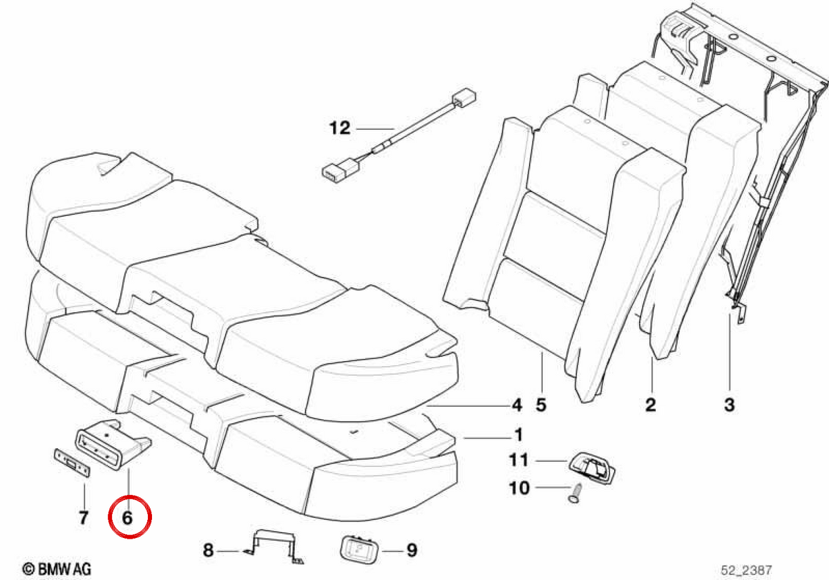 Portavasos OEM 51168212129 para BMW E38. Original BMW.