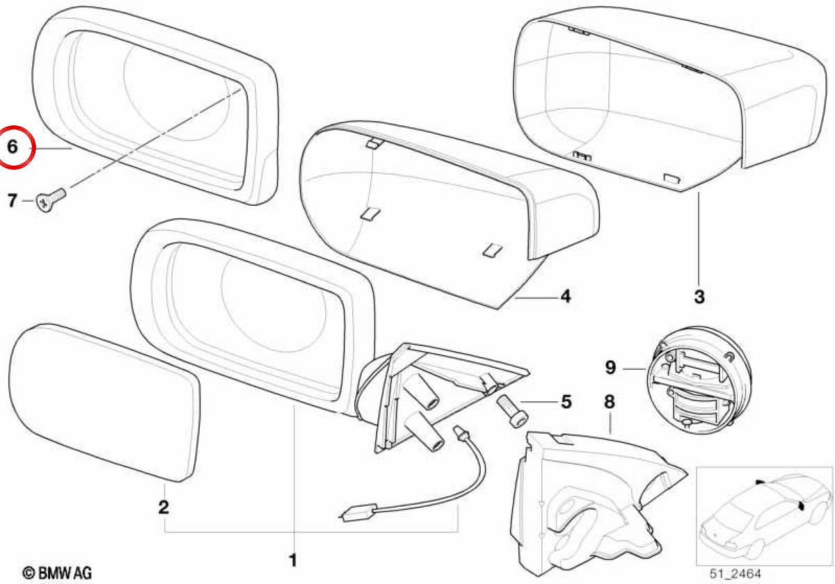 Oeme Puerta Right Frame 51168213226 per BMW 5 Series (E39) e Serie 7 (E38). BMW originale.