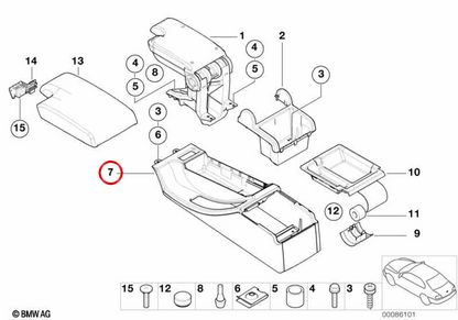 Central OM 51168218306 Place Console per BMW E46 (tutti i modelli compatibili). BMW originale.