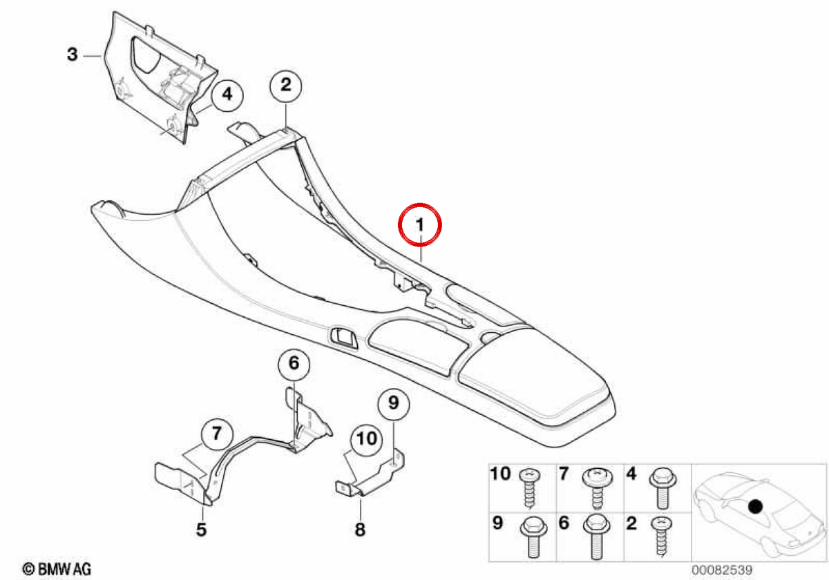 Central leather support OEM 51168238955 for BMW E52. Original BMW.