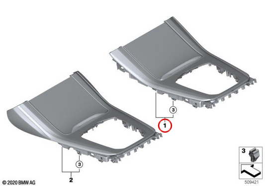 OEM 51168469213 Carboard in fibra di carbonio per BMW X5 G05 e X5 M F95. Compatibile con i modelli: XDrive25d, XDrive30D, XDrive40i, XDrive50e, M50i, M60i, 40D. BMW originale.