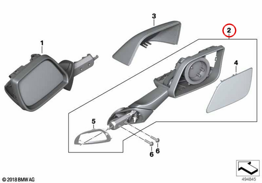 Right rearview mirror OEM 51168557422 for BMW K1600 GTL, K1600 Bagger motorcycles... and more. Original BMW Motorrad.