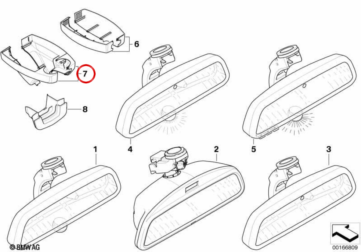 OM 51169121512 Couvoirs de base de recul pour BMW E60, E61, E70, E71, E72. BMW d'origine.