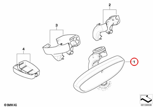 Innenrückspiegel mit elektrocromem Sensor, LED und drahtloser Funktion OEM 51169134393 für BMW E81, E82, E87, E88, E89. Original BMW.
