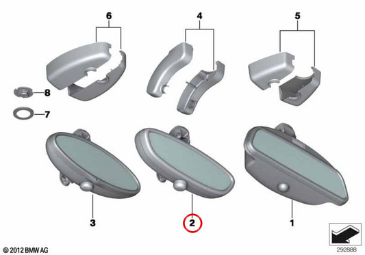 Innenretisor mit EC/LED/Funk -OEM -Funktion 51169134396 für BMW E85, E86. Original BMW.