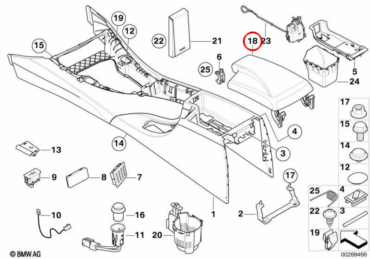 Centre central central OEM 51169134488 pour BMW E90, E91, E92, E93. BMW d'origine.