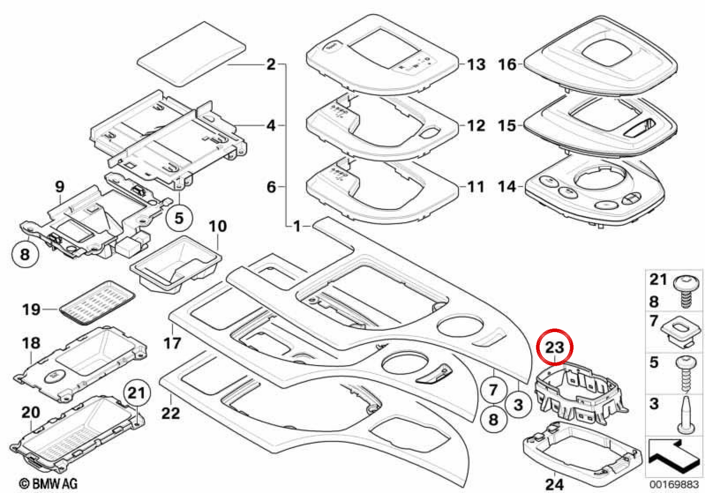 Support de fixation OEM 51169155970 pour BMW E60, E61. BMW d'origine.