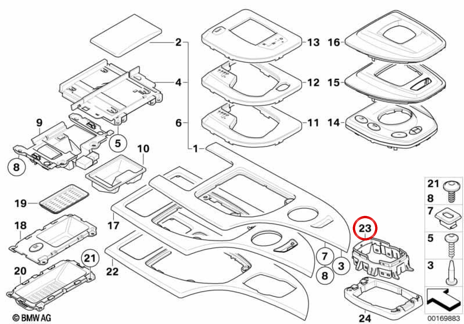 Support de fixation OEM 51169155970 pour BMW E60, E61. BMW d'origine.
