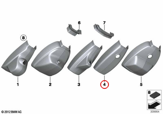 OEM 511691773222 Base Cover Set for BMW F07, F10, F11, F06, F12, F13, F01, F02, F04. Original BMW.
