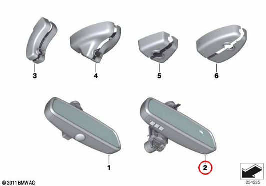 Espelho Interior EC / LED / GTO / Bússola para BMW E82, E46, E90, E91, E92, E39, E60, E61, E63, E38, E65, E66, E84, E83, E53, E70, E71, E72 (OEM 51169192335). BMW genuíno