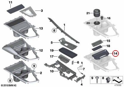 OEM 51169232068 trunk tool tray for BMW F30, F80 M3, F31, F34 GT, F32, F82 M4, F33, F83 M4, F36 Gran Coupé. Original BMW.
