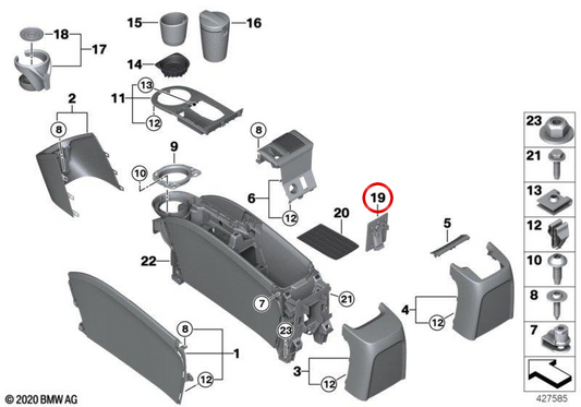 Porta-copos OEM 51169283180 para BMW i3 (I01). BMW genuíno.