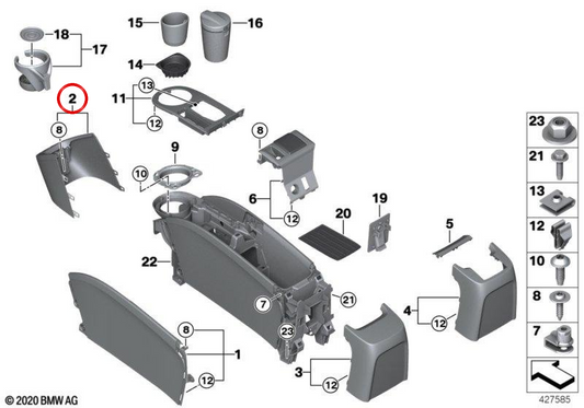 Emcellecadore Central Console OEM 51169292461 für BMW i3 (I01). Original BMW.