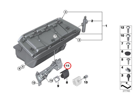 Cierre de guantera OEM 51169302870 para BMW i3 (I01). Original BMW.