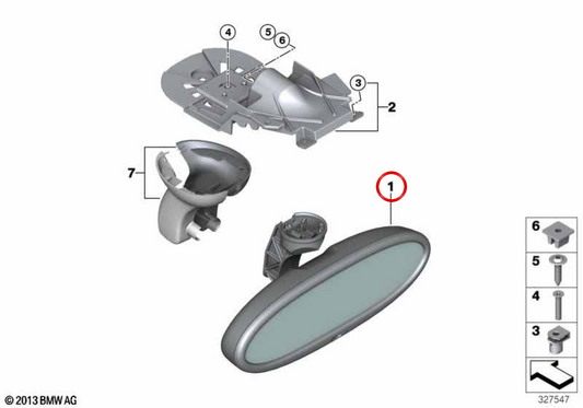 EC/Radio-Innenspiegel OEM 51169302881 für MINI R56, R56 LCI, Clubman R55, Countryman R60, Paceman R61... und mehr. Originaler MINI.