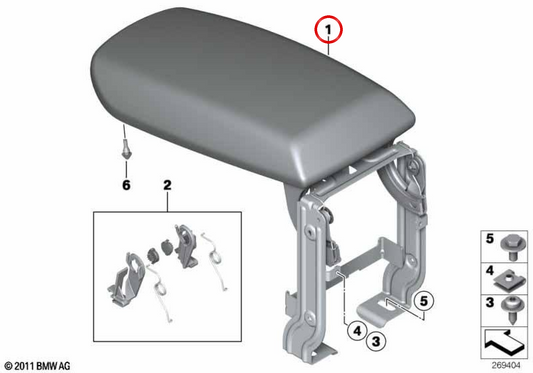 Supporto in pelle anteriore centrale OEM 51169321860 per BMW F25, F26. BMW originale.