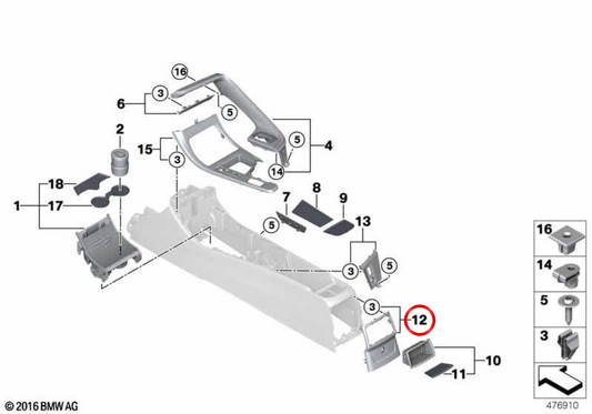 OEM 51169335205 Heckkonsoleabdeckung für BMW F48, F49, F39. Original BMW.