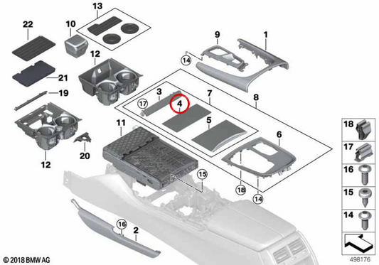 Moldura de guantera en madera de fresno OEM 51169336137 para BMW G11, G12. Original BMW.
