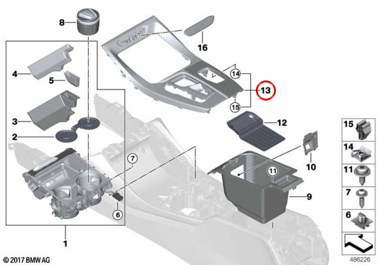 Embellecedor consola central en color óxido plata oscuro OEM 51169370868 para BMW G01, G02. Original BMW.
