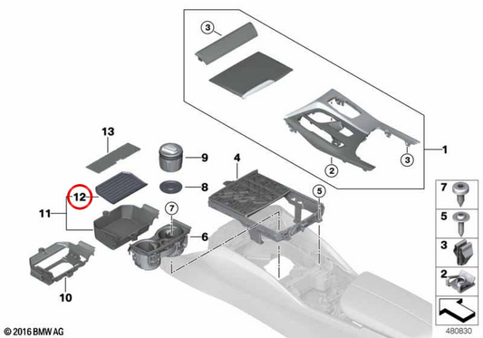 OEM 51169383943 Mat de plateau avant pour BMW F90, G30, G31, G38, G32. BMW d'origine.
