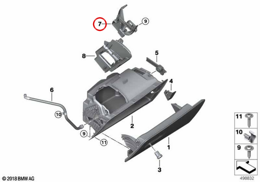 Soporte para ambientador OEM 51169399765 para BMW G05, F95, G06, F96, G07. Original BMW.