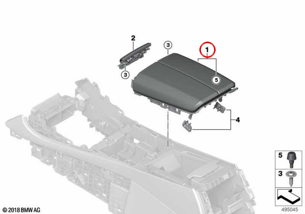 Support Central Console OEM 51169399779 for BMW G05, G07. Original BMW.