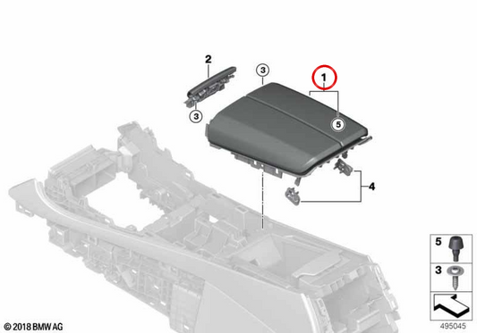 Apoyabrazos de consola central en cuero Cognac OEM 51169399784 para BMW X5 G05, X6 G06 y X7 G07. Original BMW