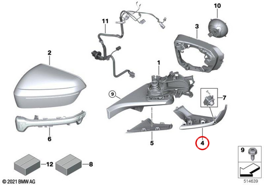 Unterhalb des rechten Gehäuses OEM 5116944866 für BMW IX (i20). Original BMW.