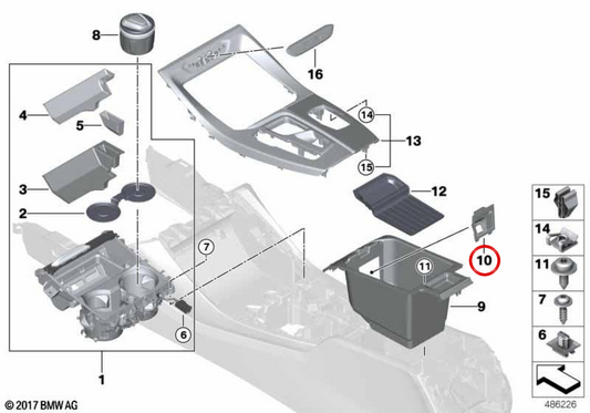 Tampa de acabamento com porta USB OEM 51169458489 para BMW G01, G08, F97, G02, F98. BMW genuíno.