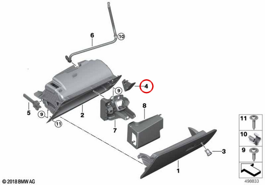 OEM 51169472100 Handschuhfach für BMW G05, G18, F95, G06, F96, G07, G09. Original BMW.